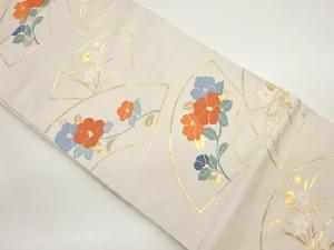 地紙に椿・桔梗模様織出し名古屋帯